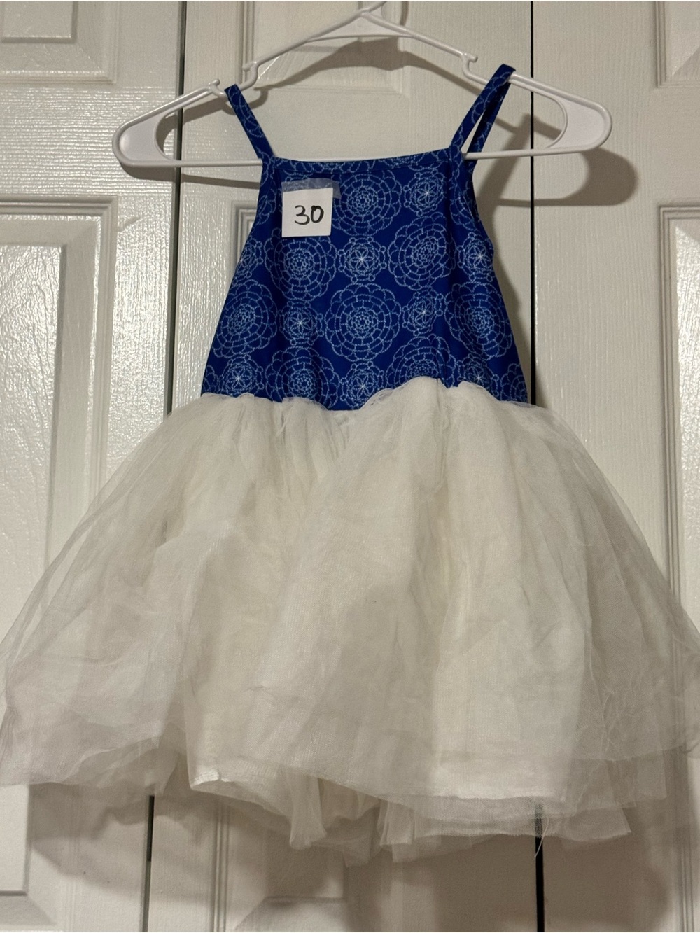 Girls Blue and White Tulle Dress Costume - Elegant Party Dress